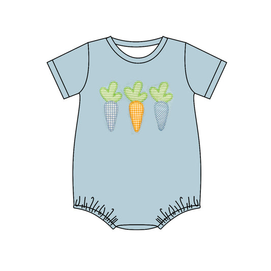 presale SR2289 Easter Plaid Carrot Blue Short Sleeve Onesie 2024 11.18