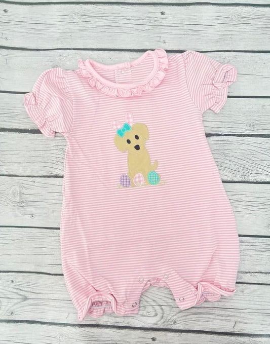 presale SR2290 Easter bunny ears puppy egg pink striped lace short-sleeved jumpsuit 2024 11.18