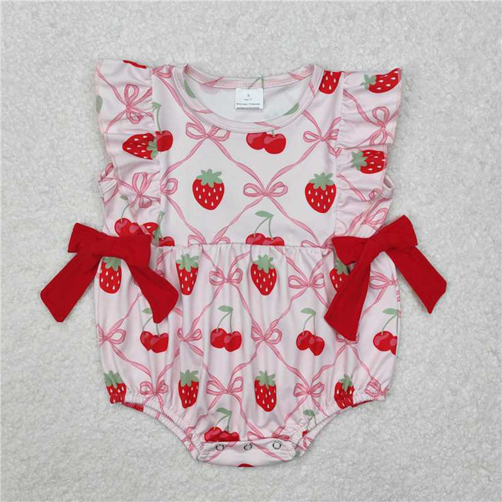 Match Baby Girls Strawberry Bows Rompers Clothes Sets D 3.17