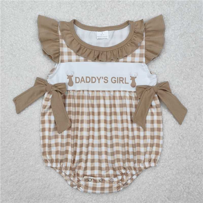 Match Baby Girls Daddy's Girl Deers Checkered Sister Suits  D 3.15