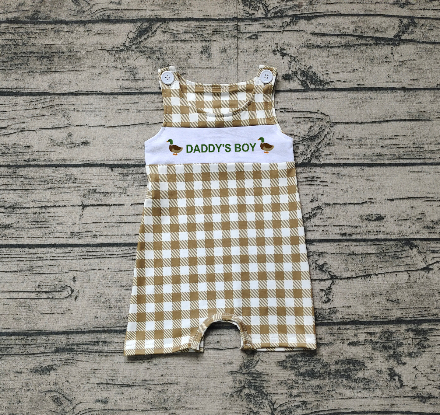 SR2303 daddy's boy duck green plaid sleeveless jumpsuit