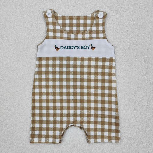 SR2303 daddy's boy duck green plaid sleeveless jumpsuit