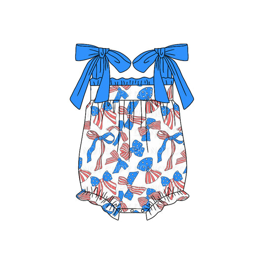 presale SR2318 National Day Bow Pattern Blue Lace White Tank Bodysuit 2024 11.22