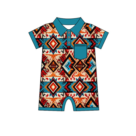 presale SR2321 Geometric blue pocket short-sleeved bodysuit 2024 11.23