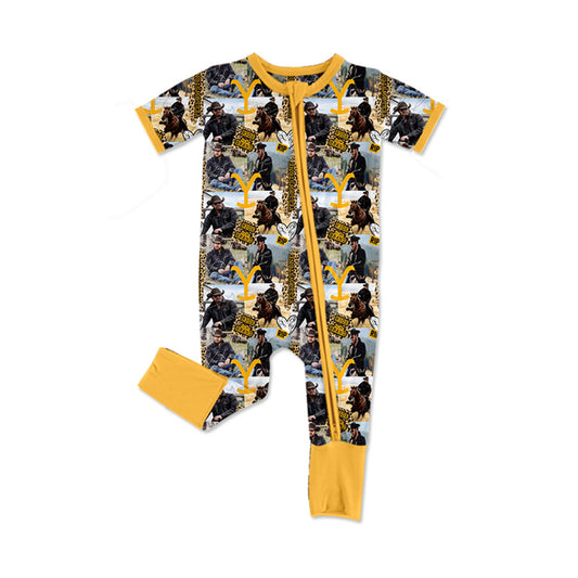 presale SR2323 Yellow zip-up short-sleeved bodysuit with letters 2024 11.23