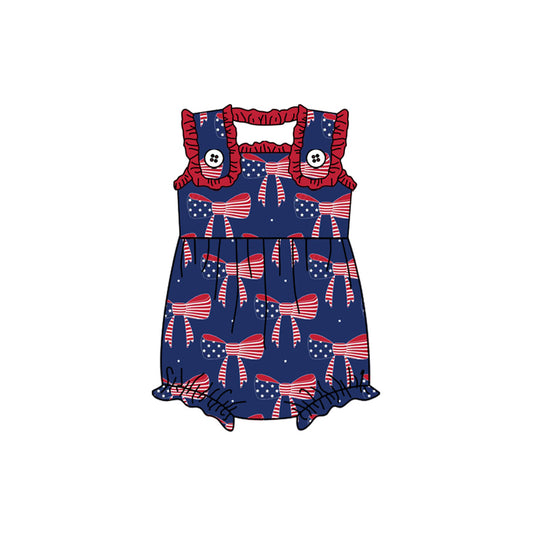 presale SR2327  National Day Stars and Stripes Bowknot Blue Vest Bodysuit 2024 11.23