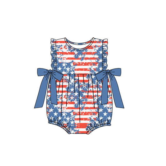 presale SR2329 National Day Star Stripe Blue Bow Vest Bodysuit 2024 11.23