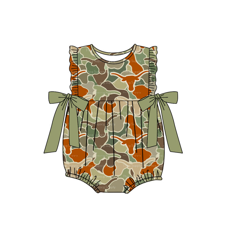 presale SR2346 Alpine Bull Head Camouflage Green Bowknot Vest Bodysuit  2024 11.28