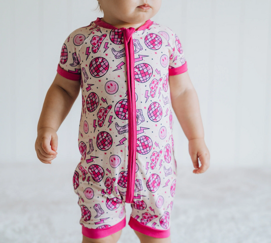 presale SR2372   Lightning smiley face pink zip-up short-sleeved jumpsuit   2024 12.2