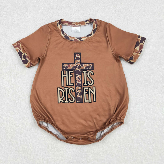 SR2374 Brown short-sleeved bodysuit with camouflage cross