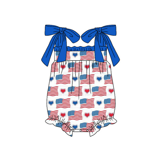 presale SR2377 National Day Flag Love Heart Blue Lace Camisole Bodysuit 2024 12.3