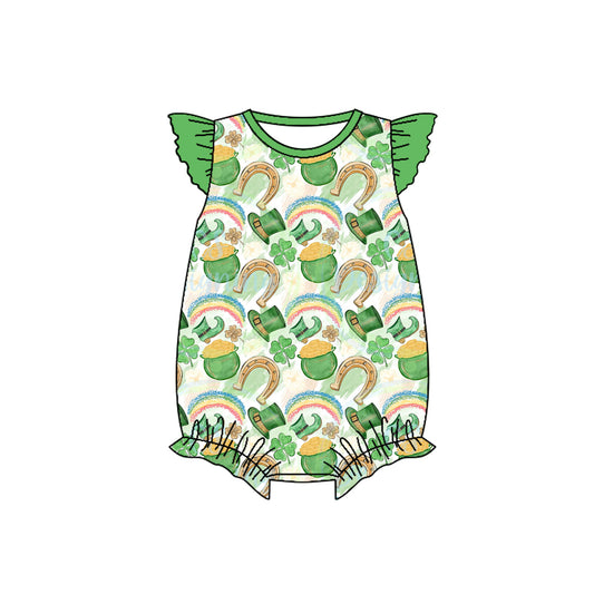 presale SR2382 Four-leaf clover gold coin rainbow hat green vest jumpsuit 2024 12.4