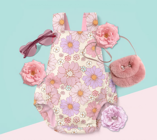 presale SR2389 Pink and purple floral vest bodysuit   2024 12.4