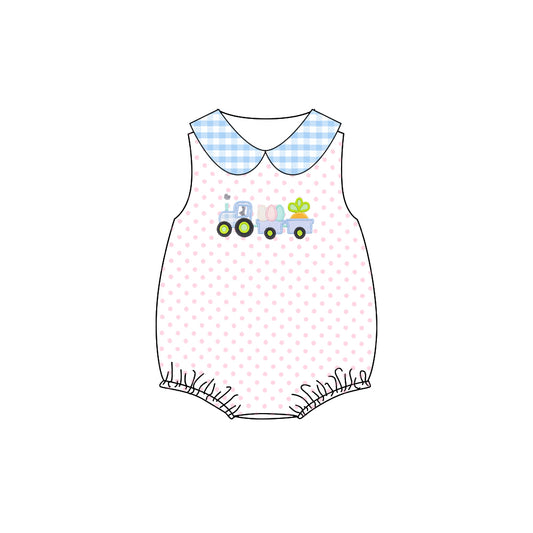 presale SR2403  Easter Egg Carrot Tractor Blue Plaid Baby Collar Vest Bodysuit  2024 12.6