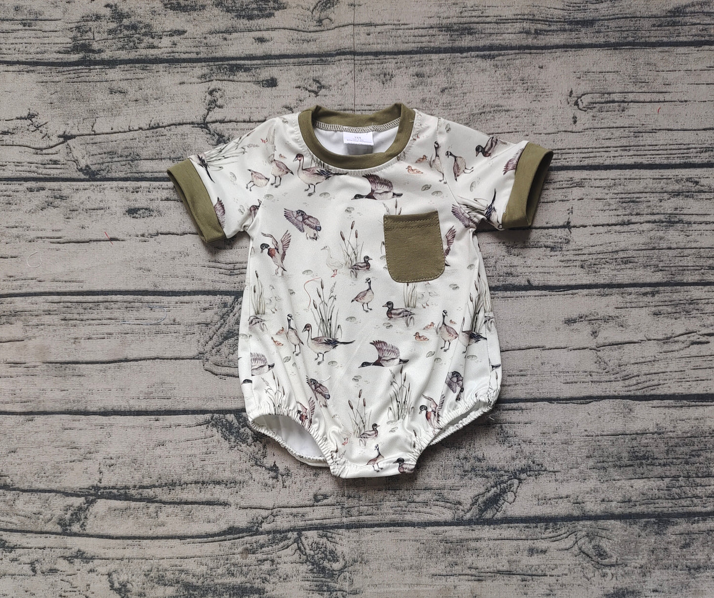 SR2413  Duck Green Pocket Short Sleeve Bodysuit   D 3.17
