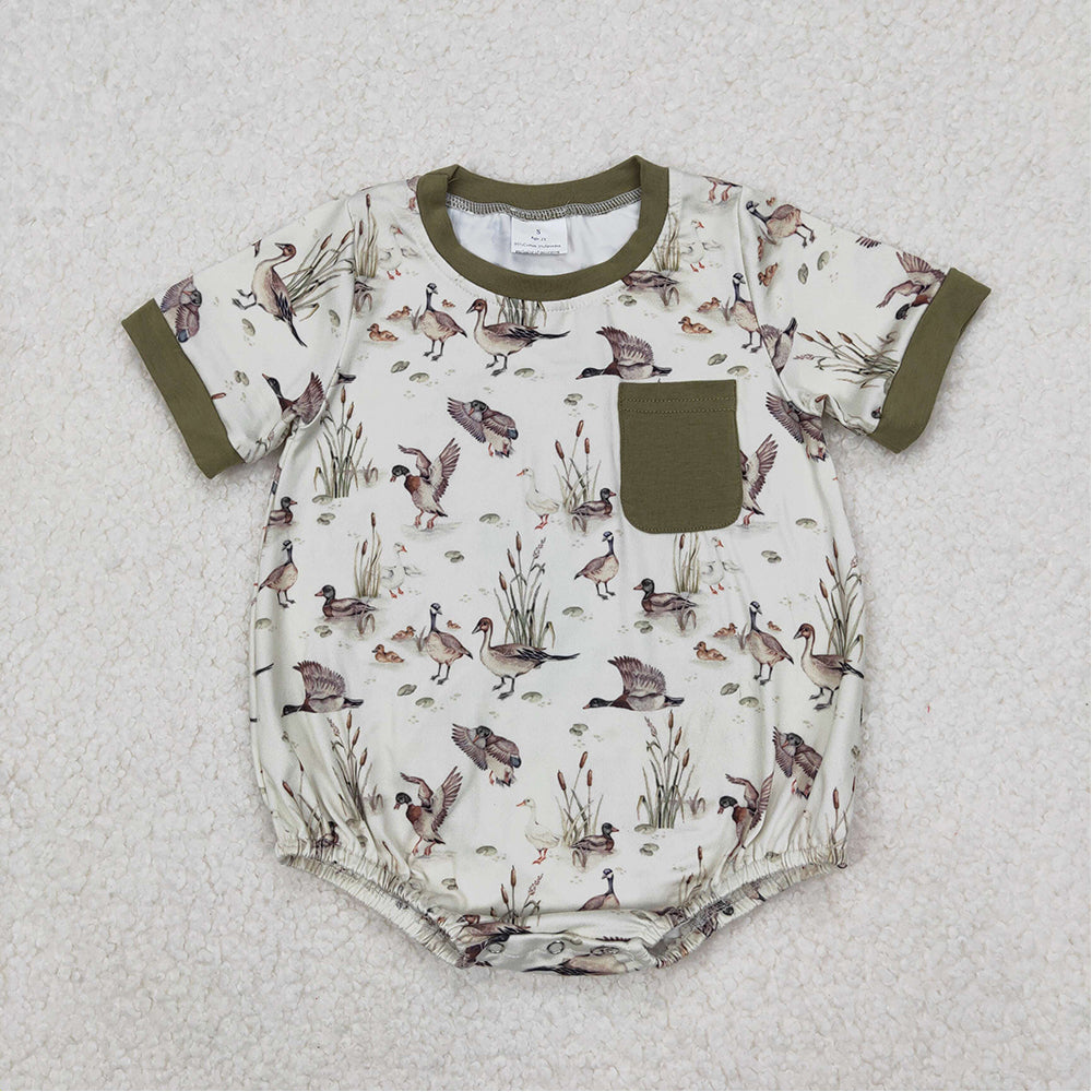 SR2413  Duck Green Pocket Short Sleeve Bodysuit   D 3.17
