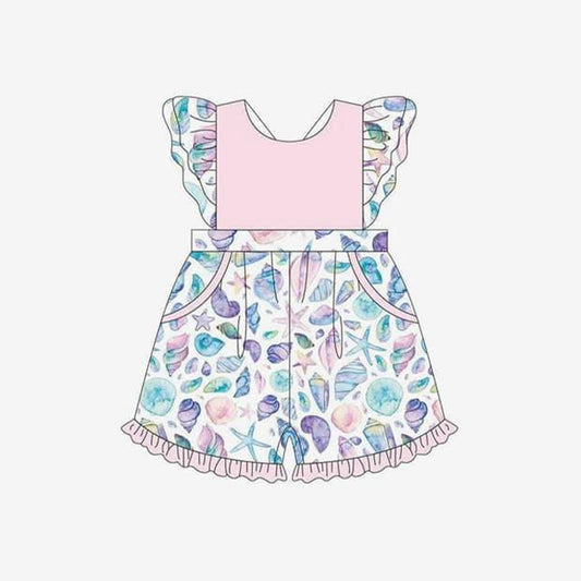 presale SR2415 Starfish Shell Conch Pink and White Lace Sleeve Bodysuit  2024 12.7