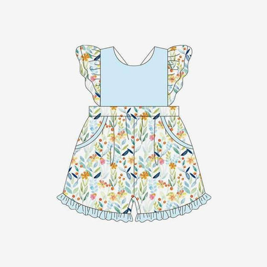 presale SR2416 Orange flower and leaf blue and white lace sleeves bodysuit  2024 12.7