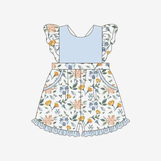 presale SR2417 Flower and leaf blue and white lace sleeve jumpsuit   2024 12.7