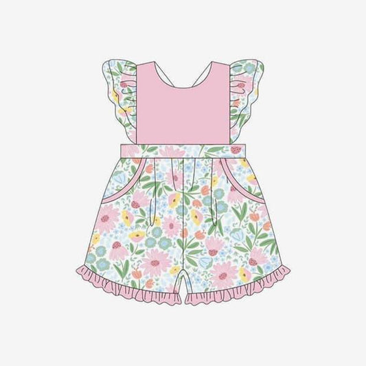 presale SR2418 Flower and leaf pink and white lace sleeve jumpsuit  2024 12.7