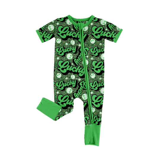 presalen SR2425  Smiley Leopard Print Zippered Short Sleeve Bodysuit   2024 12.10