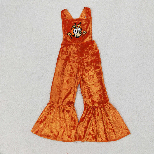 SR2444  Cartoon Dog Orange Velvet Bib Bodysuit   2025 3.31