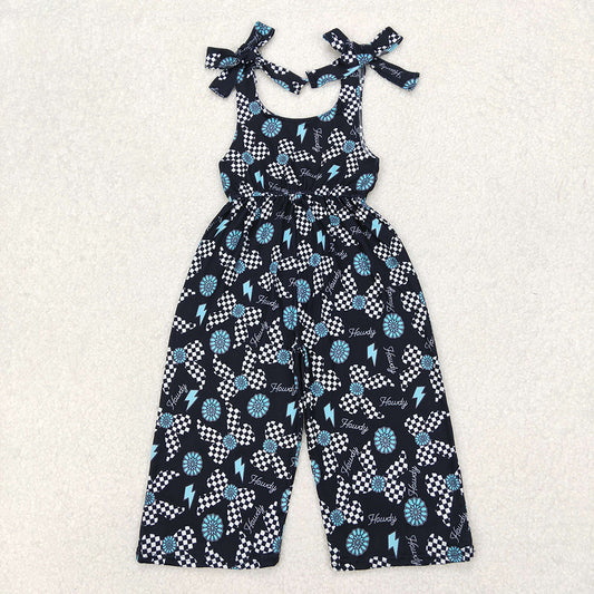 SR2466 Baby Girls Straps Western Howdy Turquoise Jumpsuits D 4.14