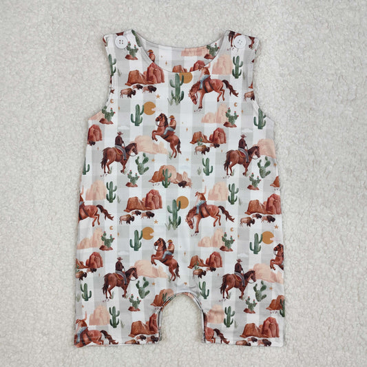 SR2538 Baby Infant Boys Western Rodeo Cactus Rompers