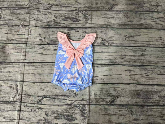 presale SR2583 Baby Infant Girls Easter Rabbits Bows Sleeveless Rompers  D 2.17