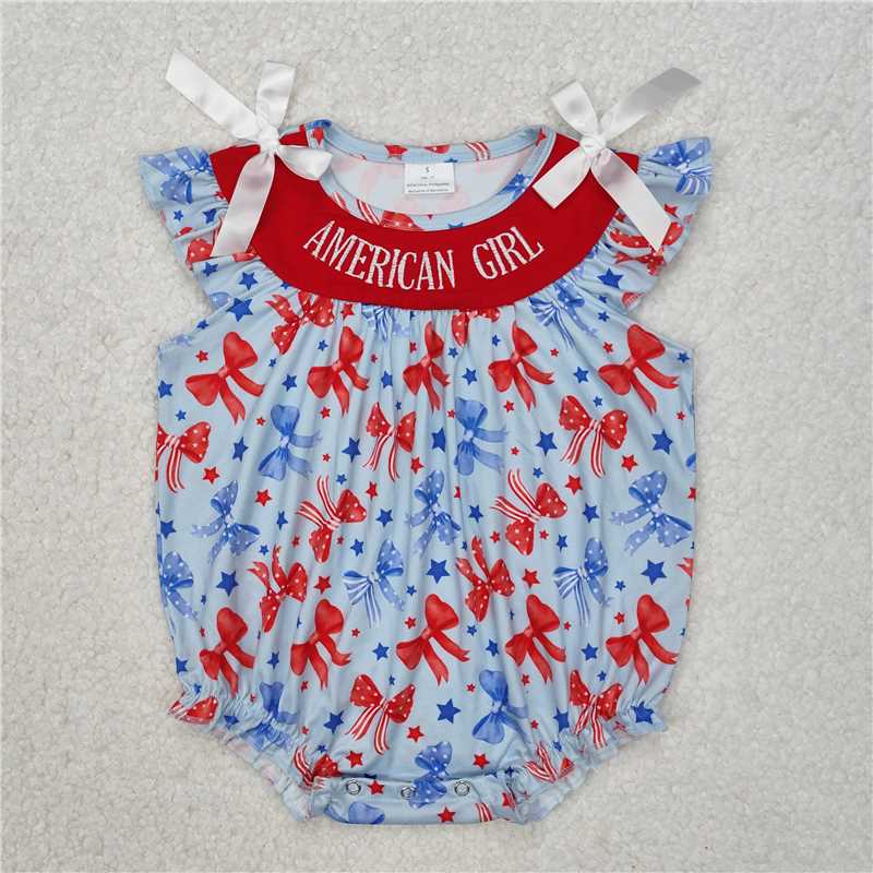 Match Baby Infant Girls 4th of July Bows Halter Rompers Set D 3.15