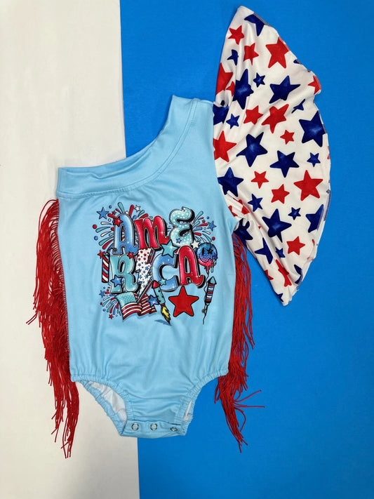 presale SR2590 Baby Infant Girls 4th Of July Stars America Fringe Rompers 2025 1.3