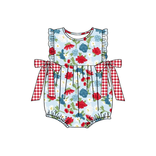 presale SR2593 Baby Infant Girls Navy Flowers Bows Rompers 2025 1.3