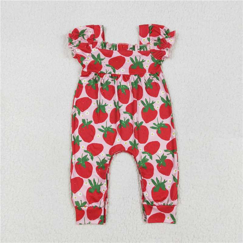 Match Baby Girls Red Checkered Strawberry Bows Tunic Ruffle Shorts Clothes Sets Romper D 3.15