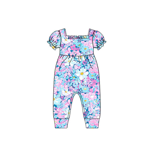 presale SR2599 Baby Infant Girls Purple Flowers Short Sleeve Rompers 2025 1.3