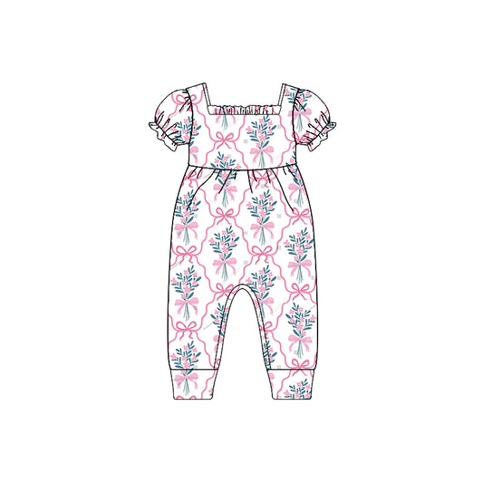 presale SR2600  Baby Infant Girls Flowers Leaves Bow Rompers 2025  1.4