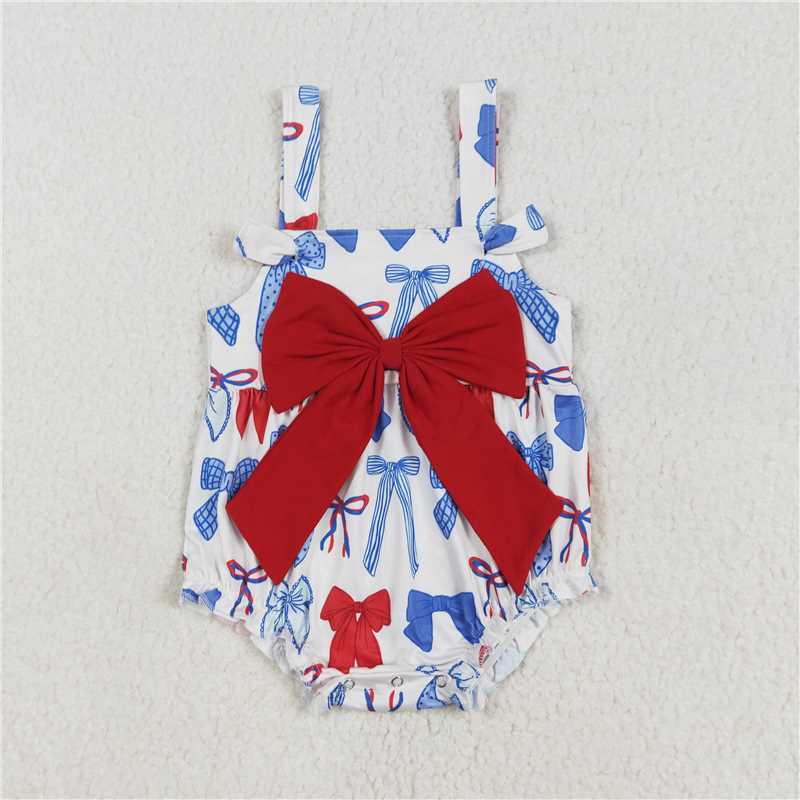Match Baby Infant Girls 4th of July Bows Halter Rompers Set D 3.15