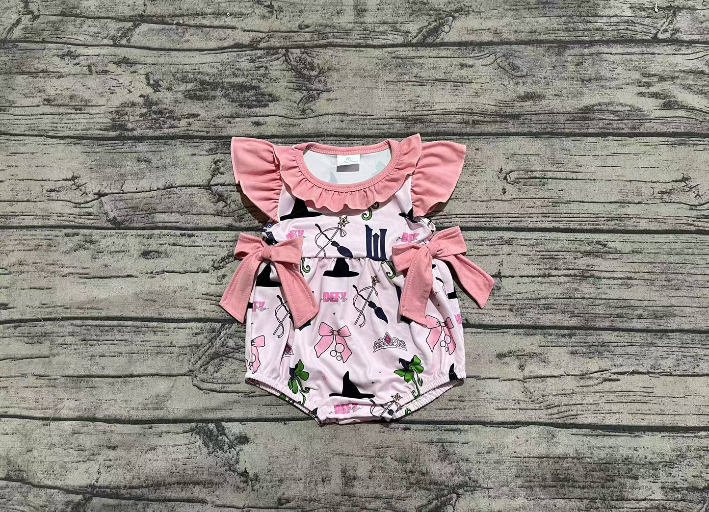 SR2650  Baby Infant Girls Pink Bow Ruffle Rompers D 3.27