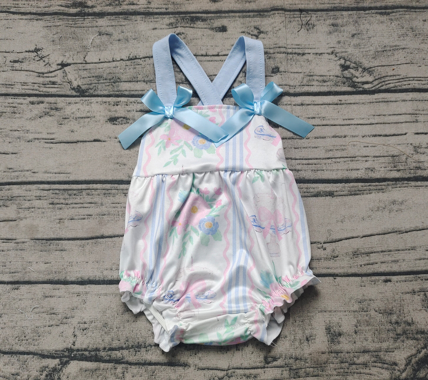 SR2698  Baby Infant Girls Flowers Cakes Straps Bows Rompers  D 3.15