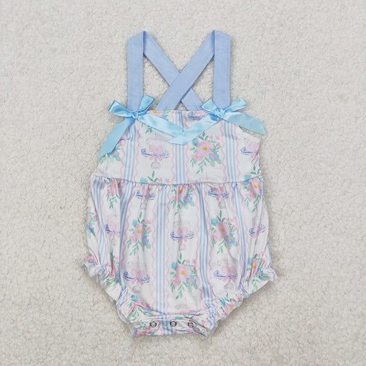 SR2698  Baby Infant Girls Flowers Cakes Straps Bows Rompers  D 3.15