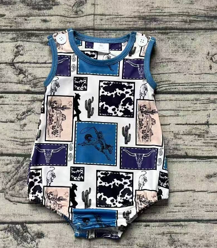 Match Baby Boys Western Blue Pocket Top Rodeo Shorts Clothes Romper Sets D 3.10