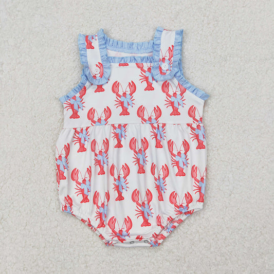 SR2710   Baby Infant Girls Crawfish Bows Straps Rompers D 3.24