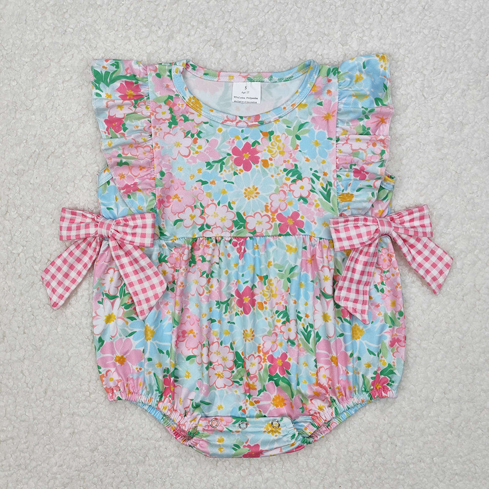 Match Baby Girls Blue Pink Flowers Rompers Dresses Outfits Sets  D 3.13