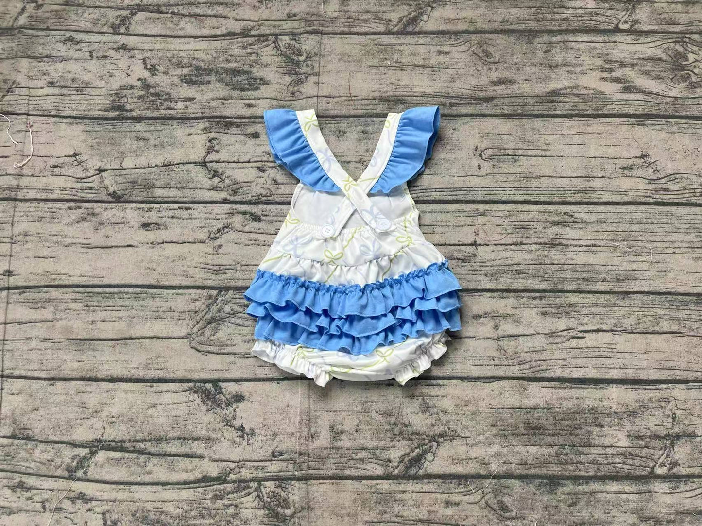 SR2720  Baby Infant Girls Blue Bows Bubbles Rompers  D 3.21