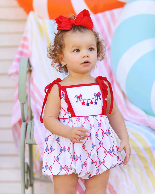 presale SR2740 Baby Infant Girls 4th Of July Stars Bows Rompers D 2.8