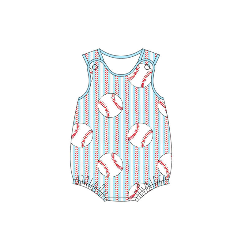 SR2743  Baby Infant Boys Baseball Stripes Sleeveless Romper  D 4.4