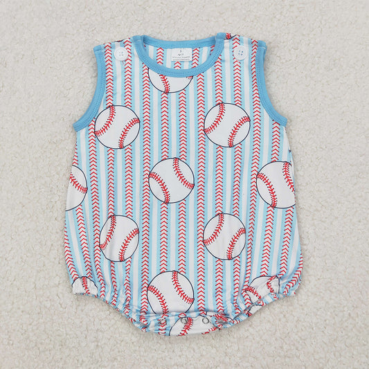 SR2743  Baby Infant Boys Baseball Stripes Sleeveless Romper  D 4.4