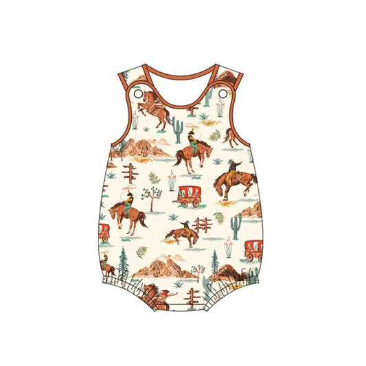 presale SR2745 Baby Infant Boys Western Rodeo Sleeveless Rompers D 2.11