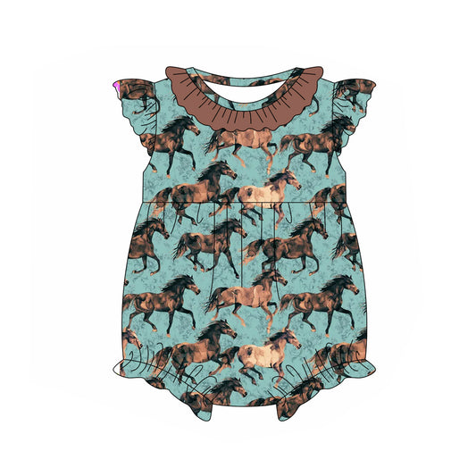 presale SR2747 Baby Infant Girls Western Horse Rompers D 2.11
