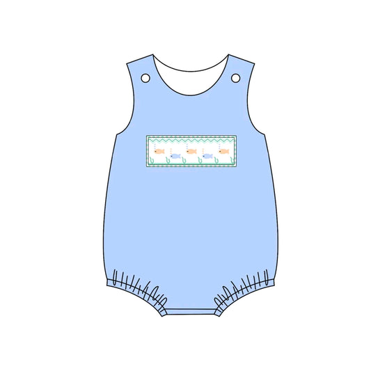 presale SR2749 Baby Infant Boys Fishes Sleeveless Rompers D 2.11