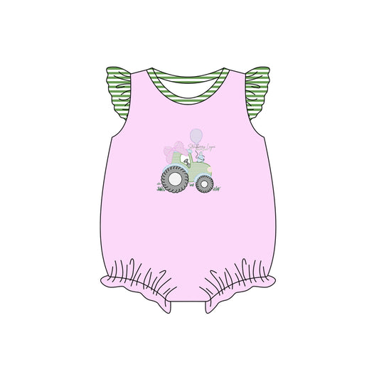 presale SR2758 Baby Infant Girls Truck Flutter Sleeve Rompers D 2.13